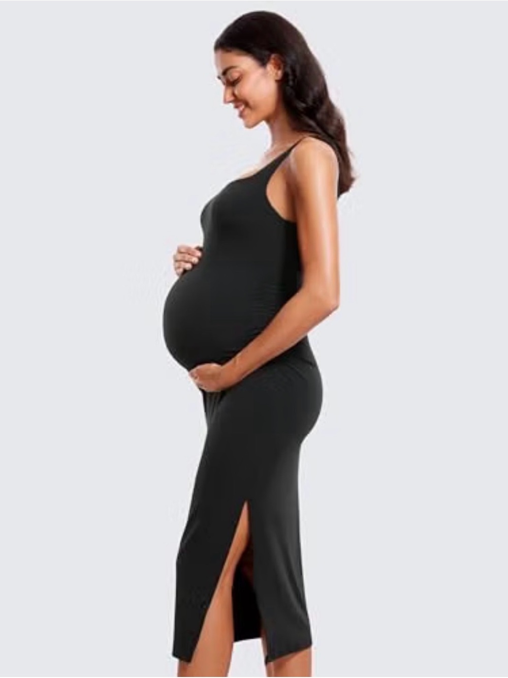CRZ YOGA Maternity Square Neck Midi Dress